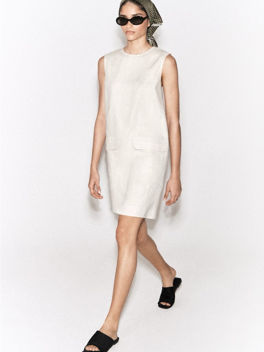 COS Linen Cream Sleeveless Shift Dress